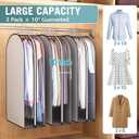 Liuoud 10" Gusseted Garment Bags for Hanging Clothes 40" Suit Bags for Open Closet Storage, Side Clear Clothing Cover for Coat, Dress, Jacket, Shirt, Fur Wardrobe Protector, 3 Packs, Grey