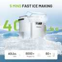 Nugget Countertop Ice Maker with Soft Chewable Ice 40Lbs, Pebble Sonic Ice Machine with Basket and Scoop, Ready in 5 Mins, 40Lbs/24H, Auto Self-Cleaning, for Home, Kitchen, Office, Party, Camping