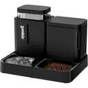 Automatic Cat Feeder and Water Dispenser Set, 2 in 1 Gravity Cat Food Dispenser with 180 Degree Rotatable, Pet Self Feeding Large Capacity for Small Dogs Puppy Kitten, Black, 0.8 Gallon x 2