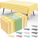 misaya 10 Packs Buffalo Disposable Table Cloth, 54 x 108 Inch Waterproof Plastic Tablecloth, Rectangle Yellow and White Checkered Table Covers for Picnic, Birthday, Party