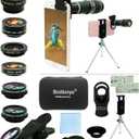 Cell Phone Camera Lens Kit,11 in 1 Universal 20x Telephoto 0.63Wide Angle 15X Macro 198Fisheye 2X Telephoto Kaleidoscope CPL Starlight Eyemask Tripod,for Most iPhone Smartphone (Black)