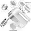 Hand Mixer Electric, 450W Kitchen Mixers with Scale Cup Storage Case, Turbo Boost/Self-Control Speed + 5 Speed + Eject Button + 5 Stainless Steel Accessories, For Easy Whipping Dough, Cream, White