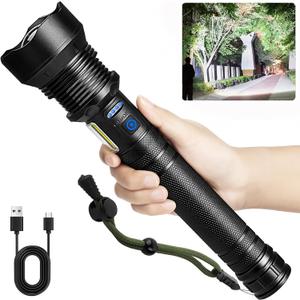 Cinlinso Flashlights High Lumens Rechargeable, 990,000 Lumens Super Bright Led Flash Light, 7 Modes with COB Light, IPX6 Waterproof, Handheld Powerful Flashlight for Home, Camping, Emergecies (Black)