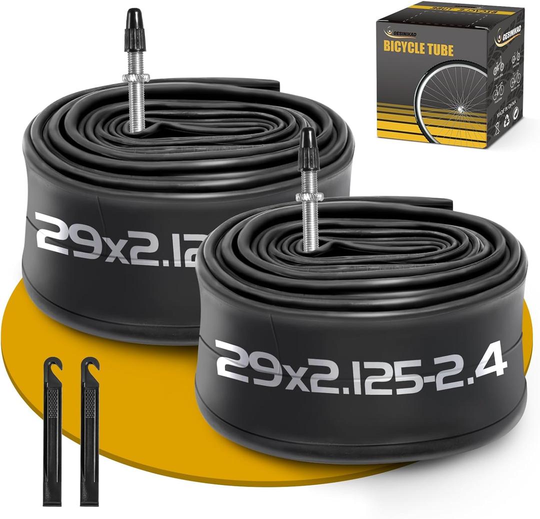 2 Pack 29 Inch Bike Tube, 29" Bicycle Tube for 29 x 2.125/2.2/2.25/2.3/2.35/2.4 Bike Tire, Butyl Rubber Inner Tube with 2 Tire Levers for Mountain MTB Bike