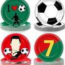 48Pcs Soccer Paper Plates Soccer Star Disposable Dessert Plates Supplies 7Inch Red and Green Sports Ball Plate Sport Party Dinnerware Decorations for Birthday Baby Shower Party Decorations