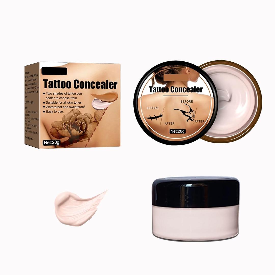 Tattoo Cover Up Makeup Waterproof, 2 Colors Full Coverage Concealer for Tattoos, Scars & Dark Spots, Sweatproof & Transfer-Resistant