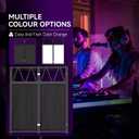 DJ Facade Booth Portable DJ Booth Table, Folding 2-Tier Workstation Table with Cable Management Holes, Adjustable Leveling Feet, Black & White Scrim Panels for Wedding Party Events(Upgrade), Upgrade 40*20 Double layer
