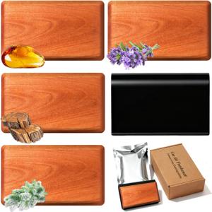 Car Air Freshener Starter Kit - Wood Car Freshener for Visor Clip - Long Lasting Scent - Car Odor Eliminator - CLIP INCLUDED (4 PACK, Amber-Teak-Lavender-Frosted Spruce)