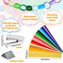 2000 Sheets Colorful Paper Chain Garlands Construction DIY Crafts Rainbow Paper Strips 1x8 Inch Assorted Colors DIY with Stapler and 4 Boxes Staple for Classroom Activities Birthday Party Decorations