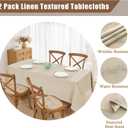 Faux Linen Tablecloths for Rectangle Tables, 2 Pack Burlap Textured Table Cloths Washable Farmhouse Table Cover Water Resistant for Dining, Wedding, Outdoor(Beige, 52"70")