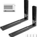 QWORK Adjustable Steel Microwave Wall Mount Brackets 11.7–17.3 in Extension – Heavy Support for Kitchen, Pantry & Workshop