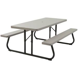 LIFETIME 6‑Foot Folding Picnic Table, Outdoor Portable Bench Seating for 8, UV‑Protected HDPE, Powder‑Coated Steel Frame, Stain‑Resistant, Folds Flat for Storage