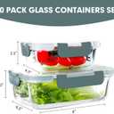 VERONES 10 Pack Glass Meal Prep Containers, Airtight Glass Lunch Containers, Stackable Glass Food Storage Containers Set with Lids, Exclusive of BPA, for Microwave, Oven, Freezer & Dishwasher, Grey