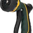 NGreen Garden Hose Sprayer Nozzle - Water Spray with 8 Adjustable Patterns, Impact Resistant and Non-Slip for Watering Plants, Pets Bathing and Cleaning,Car Washing (Green)