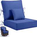 24 x 24 x 6 inch Outdoor Chair Cushions Set, Patio Chair Cushions with Removable Cover and Straps, Fade & Water Resistant Outdoor Cushions for Patio Furniture, Fit Couch, Sofa, Chair, Deep Blue