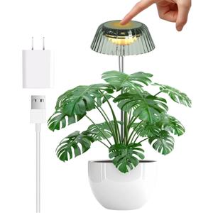 yadoker Small Table Plant Grow Light, LED Growing Touch Lamp with Full Spectrum for Indoor Plants, Height Adjustable, Automatic Timer, 5V Low Safe Voltage, Ideal for Compact Spaces