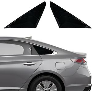 for Hyundai Sonata 2015 2016 2017 2018 2019 Window Louvers Rear Side Window Louvers Air Vent Scoop Shades Cover Blinds Trim Exterior Accessories 2PCS(Bright Black)
