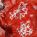 NLMUVW Round Christmas Vinyl Tablecloth with Elastic Edge, Snowflake PVC Table Cloth 100% Waterproof Red Fitted Table Cover for Holiday Patry, 40"- 44"