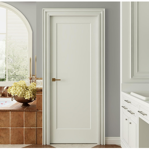 JUBEST 28"x80" 1-Panel Shaker Style White Primed Hollow Core Interior Molded Door Slab, NOT Included Hardware, Pre-Assembled Interior Door for Pantry, Laundry, Closet