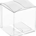 Lucky Monet Clear Gift Boxes 4" x 4" x 4" - 25 Pack, Clear PVC Plastic Boxes Transparent Packing Box Favor Square Boxes for Thanksgiving, Christmas, Wedding, Party, Birthday, Candy, Coffee & Tea,