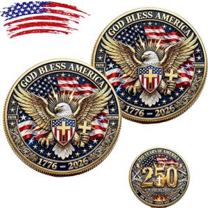 USA 250th Anniversary Commemorative Coin, 250th US Independence Anniversary Challenge Coin - 1776-2026, 250 Year American AnniversaryCoins Gift (2pcs) (in God We Trust)