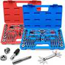 80 PCS Tap and Die Set SAE and Metric, Standard and Metric Threading Tool Kit for Internal and External Threads, Tap & Die Sets with Wrenches for Automotive, DIY, and Metal Repair