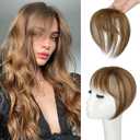 Bangs Hair Clip in Bangs 3603D Cover Hair Topper Synthetic HairPieces for Women Light Brown Wispy Fake Bangs Toppers for Daily Wear