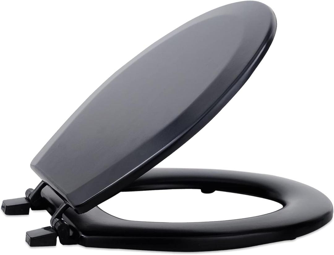 Standard Wood Toilet Seat, Black - 17 Inch - Fits All Standard Size Fixtures - Easy to Install Fantasia by Achim Home Decor