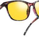 10 x Night Vision Driving Glasses Polarized Anti-glare, HD Yellow Tinted Glasses for Women Men (A07 Flower/Yellow)