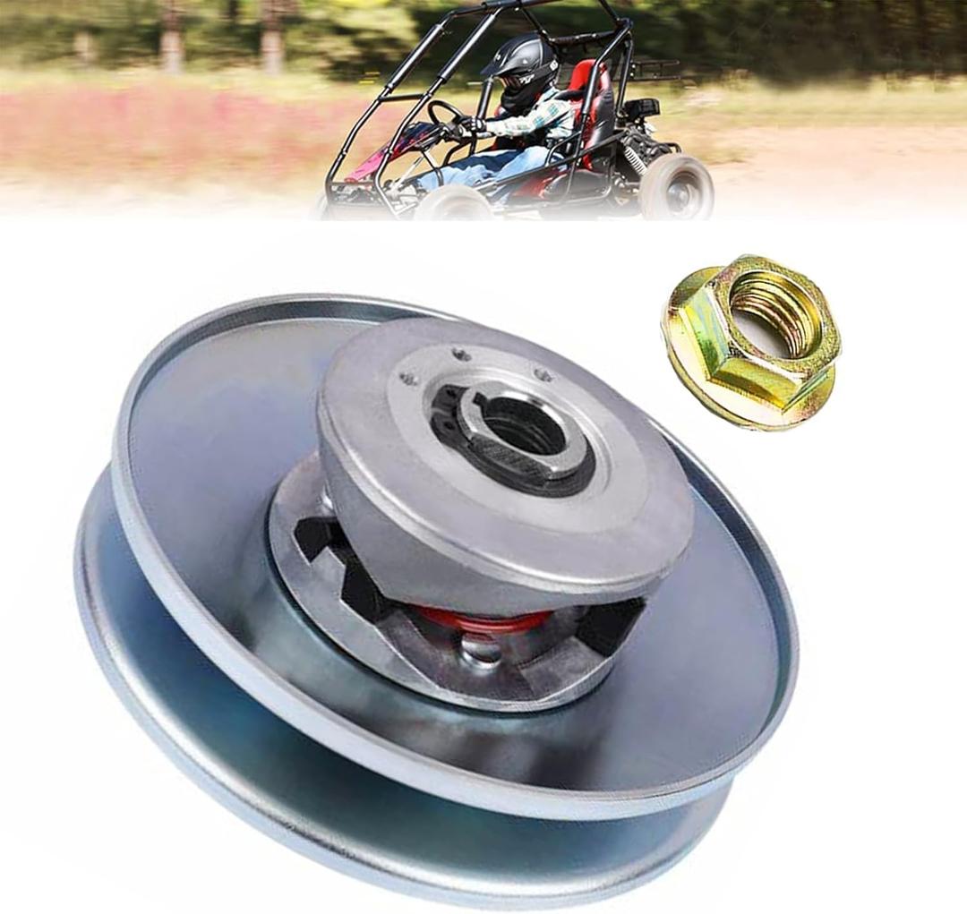 QYMOTO KT196 Go Kart Clutch Driven Pulley 16mm Bore for Coleman Minibike 16mm Drive Shaft 30 Series Torque Converter with Mounting Lock Nut (Only for 16mm Coleman Models)