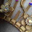 COSUCOS Medusa Snake Halo Crown - Gold Sunburst Spiked Renfaire Sun Halo Headband with Flower Rhinestones, Greek Goddess Virgin Mary Headpiece for Women Renaissance Halloween Cosplay Renfaire Costume