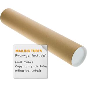 Mailing Tubes with Plastic Caps Shipping Cardboard Blueprints Artwork Poster Kraft Extra Heavy-Duty Thickness Posters, Art Prints Multipurpose Documents Storing (2 x 24 inches, 4)
