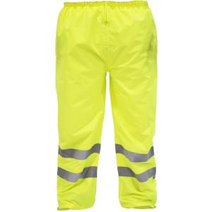 JORESTECH Hi-Visibility Waterproof Safety Rain Pants, ANSI/ISEA 107 Class E Level 2, Reflective Stripes with Adjustable Ankle Openings Yellow, LG/XL