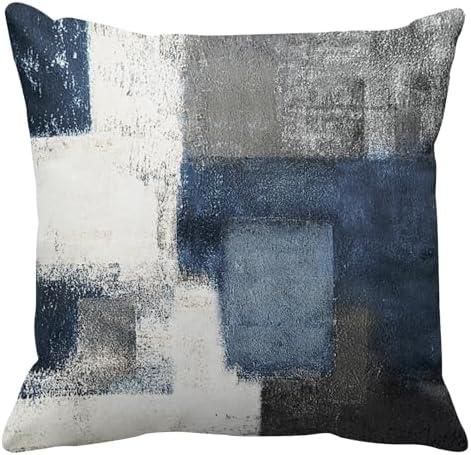 Emvency Decorative Throw Pillow Covers Cases Gray Contemporary Blue and Grey Abstract Painting Interior Lines Modern Office Rectangle Squares 16x16 Inches Pillowcases Case Cover Cushion Two Sided