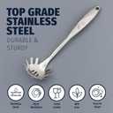 Zulay Kitchen Stainless Steel Spaghetti Server - 12 Pasta Fork with Teeth & Draining Holes - Rust-Resistant Pasta Spoon for Noodles & Pasta - Dishwasher Safe Utensil for Everyday Use