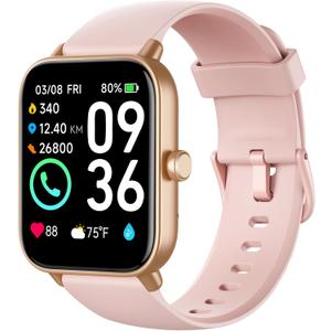 Smart Watch for Women,Fitness Watch(Answer/Make Call),Alexa Built-in, [24H Heart Rate Sleep Blood Oxygen Monitor],5ATM Waterproof,100 Sports Modes Step Calorie Watches for iOS&Android Phones (Gold Rose)