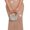 Kaei&Shi Rhinestone Maxi Dress,Tube Drop Waist Formal Dresses with Slit,Sparkly Wedding Guest Cocktail Party Outfits XL