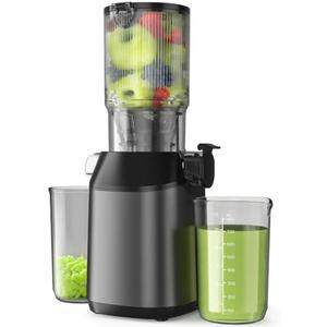Cold Press Juicer, JoyBear Slow Masticating Machines with 5.3" Extra Large Feed Chute Fit Whole Fruits Vegetables Easy Clean Self Feeding Effortless for Batch Juicing, High Juice Yield, BPA Free 200W