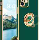 Fingic for iPhone 11 Case,Phone Cases for iPhone 11,[with 360° Rotatable Ring Holder]Magnetic Kickstand [Shiny Plating Gold Edge] Slim Soft TPU Shockproof Protective Cover Case for Men Boys, Army Green