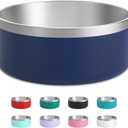 Stainless Steel Dog Bowl, Metal Water and Food Dish for Large Dogs, Insulated Non-Slip Pet Bowl, Easy Clean, 64oz, Blue