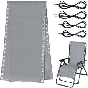 Ostlttyn Zero Gravity Chair Replacement Fabric with Cord Kits, 17inch Wide Repair Cloth with Replacement Bungee Cord for Anti Gravity Chairs Patio Lounge Chair Lawn Beach Sling Chair, Light Grey