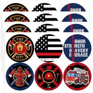Honoson 360 Pcs Assorted Firefighter Sticker Sheet Pack 1.5 Inch Sheet Fighter Stickers Fireman EMT USA Fire Theme Event Supplies Fire Safety Party Favors Decoration Holiday Gifts
