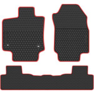 Car Floor Mats Custom Fit for Toyota RAV4 (NO Hybrid) 2019 2020 2021 2022 2023 2024 2025 Black Red Rubber Auto Liners Set All Weather Protection Heavy Duty Odorless