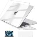 EooCoo Case Compatible with MacBook Air 13 inch M4 2025 2024-2022 Release M3 M2 A3240 A3113 A2681, Hard Shell&Keyboard Skin Cover&Screen Protector for Mac Air 13.6 inch Case, Gloss Clear