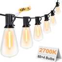 GPATIO 120FT Outdoor String Lights, Waterproof Patio Lights with 64 Hanging Lights ST38 Bulbs, 2700k Shatterproof for Backyard Gazebo Porch Garden Outside Decor (Warm White)