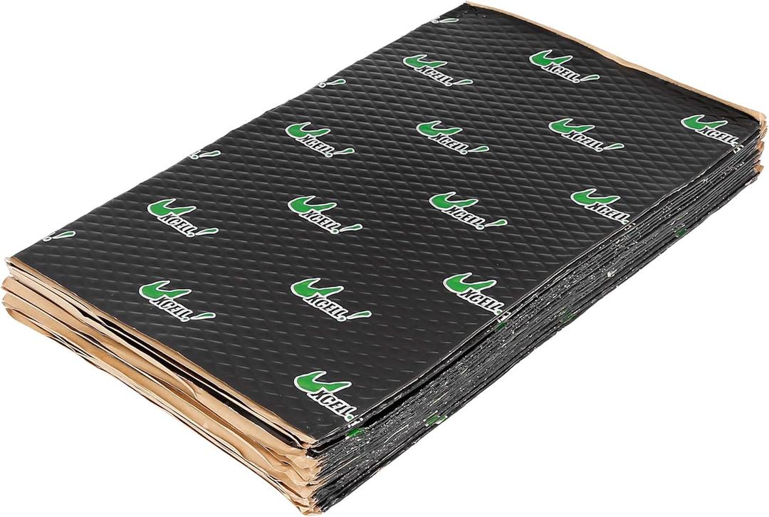 Uxcell 17pcs 80mil 18sqft Car Sound Deadener Heat Insulation Mat Butyl Pad Damping Self Adhesive Deadening Material Door Roof Floor Sound Barrier Black