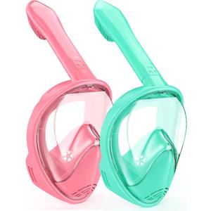 Kids Snorkel Mask Full Face, Snorkeling Gear for Kids with Camera Mount, 180 Degree Panoramic View Snorkeling Set Anti-Fog Anti-Leak