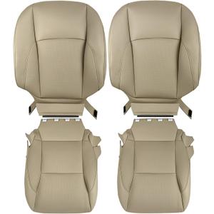 labwork Front Driver and Passenger Side Bottom and Top Lean Back Beige Artificial Leather Perforated Seat Cover Replacement for Lexus ES350 2007-2012