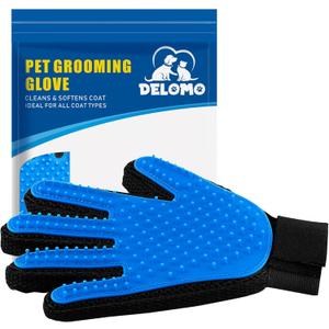 Pet Hair Remover Glove - Gentle Pet Grooming Glove Brush - Deshedding Glove - Massage Mitt with Enhanced Five Finger Design - Perfect for Dogs & Cats with Long & Short Fur - 1 Pack (Right-hand), Blue