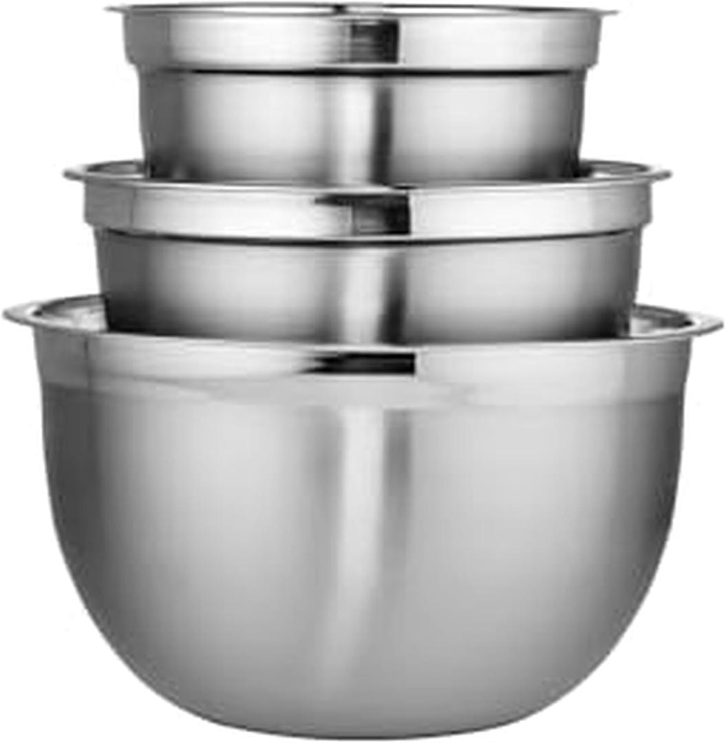 Chicago Metallic Stainless Steel Bowls, Versatile Nesting Mixing Bowls for Every Kitchen Task, Set of 3